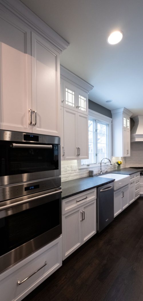 Modern, energy-efficient appliances in a complete kitchen upgrade by Fears Construction featuring B Design in DuPage County.